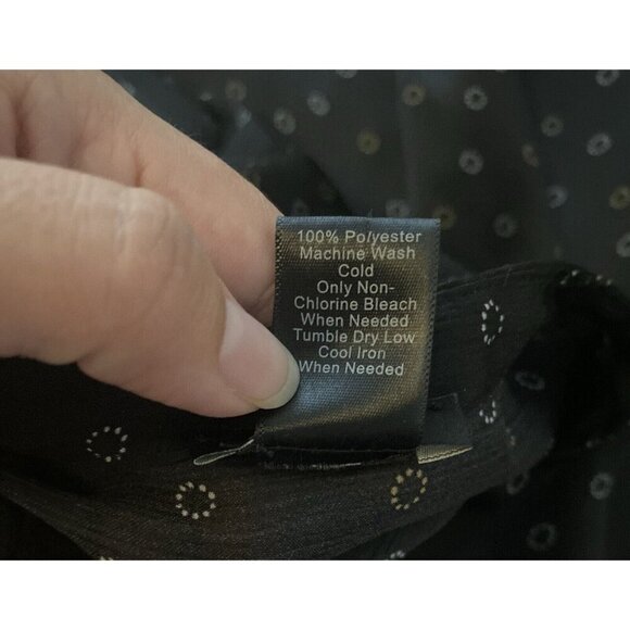 3/$15 SALE - Ann Taylor Factory Black Sheer Blouse Tunic Polka Dot Size M Petite - Picture 6 of 7